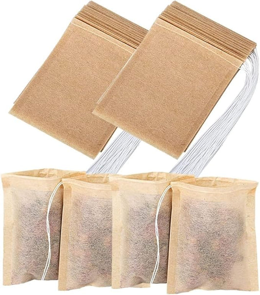 100 PcsTea Filter Bags, Tea Bags for Loose Leaf Tea Safe & Natural Material, Disposable Tea Infuser for Loose Leaf Tea, Coffee, Spice, Herbs (3.2 x 4.0 inch)