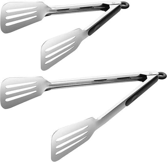 Kitchen Tongs for Cooking,Stainless Steel Spatula Tongs Locking Metal Tongs for Grilling/Barbecue/BBQ,Serving,Buffet,Perfect for Flipping Steak and Fish,Set of 2 (12 & 14 inch)