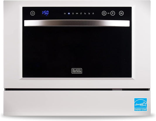 BLACK+DECKER BCD6W 6 Place Setting ENERGY STAR Portable Compact Countertop Dishwasher