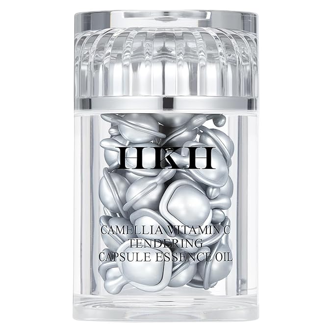 HKH Triple Vitamin C Serum Capsules for Face – Dark Spot Corrector, Anti-Aging & Hydrating Vitamin C with Camellia Extract & Vitamin E, Brightening Serum Reduces Fine Lines & Firms Skin, 28 Capsules