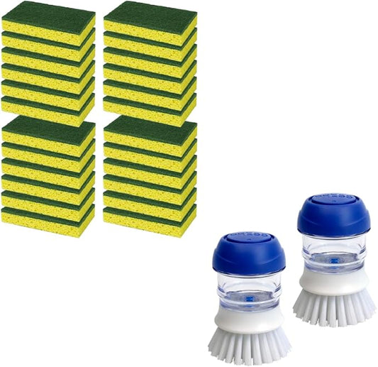 CELOX 24 Pack Dish Sponge for Kitchen, 2 Pack Dish Brush with Soap Dispenser for Kitchen Cleaning