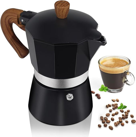 Aluminum 3 Cup 150ml Moka Pot Express Coffee Maker Stovetop Espresso Colorful Coffeemaker Italian Classic Style Brewing Greca Cafe Mocha Machine for Cafeteras Lover Camping Travel and Home Use 5oz