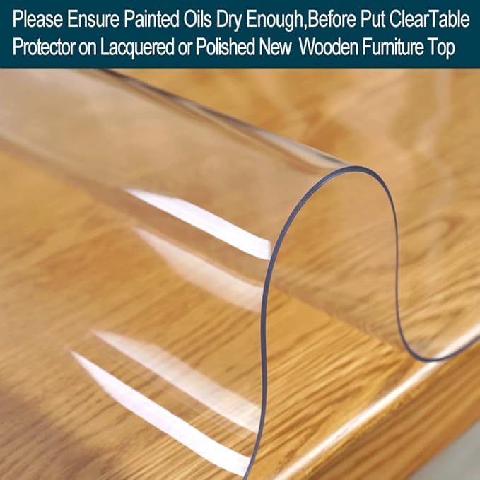 Clear Table Protector Plastic Table Cloths PVC Night Stand Table Cover Mat Office Desk Mat Shelf Wood Furniture Surface Protection Crystal Children Painting Cover Pad Transprent Rectangular 36x90.6 in