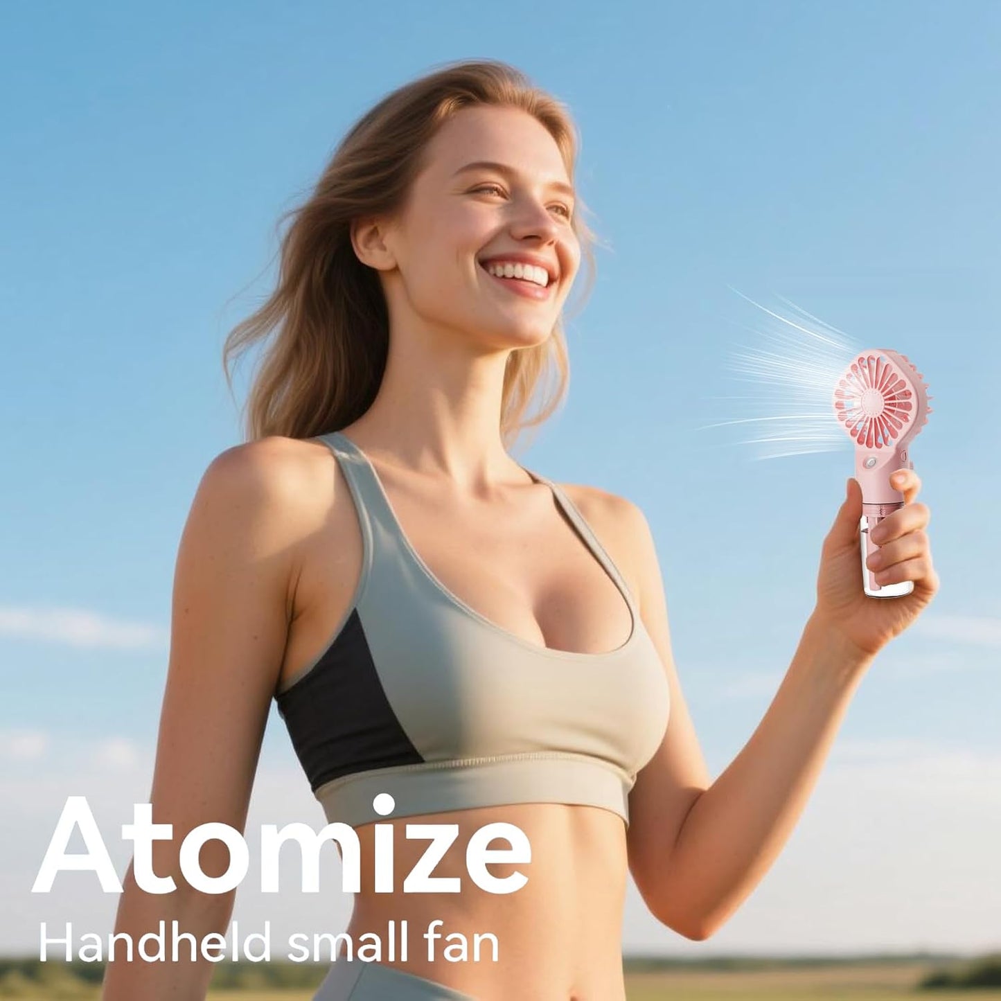 Misting Fan Portable 3 Pack，Portable Handheld Misting Fans with 4 Speeds and Rechargeable Battery Operated，Water Fan，Mist Fans，Perfect for Travel/Camping/Outdoor/Home/Office/Makeup
