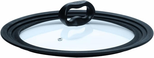 Ecolution Universal Lid for Pots and Pans, Fits 6-Inch to 8-Inch Cookware, Tempered Glass Replacement Lid with Heat Resistant Silicone Edge, Dishwasher Safe, Made without BPA, Small, Black