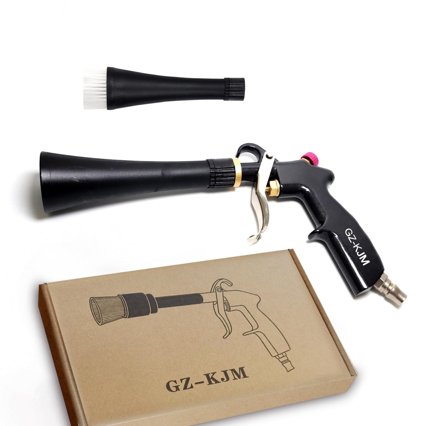 GZ-KJM Air Blow Gun Car Interior Cleaning Gun High Pressure Car Detailing Cleaning Tool with Nozzle and Auto Detailing Dusting Brush for Quickly Blasts Dirt and Dust from Surface