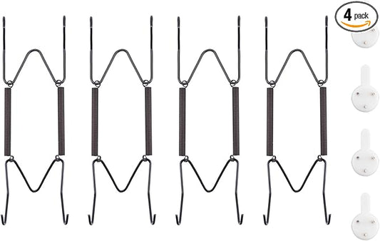 Bilillo 4 Pack Plate Hangers for The Wall, Suitable for 6''-8'' Decorative Plate,Invisible Heavy Duty Wire Plate Holder with Wall Hooks, Plate Hangers for Displaying Plates, Platter, Dish (Black)