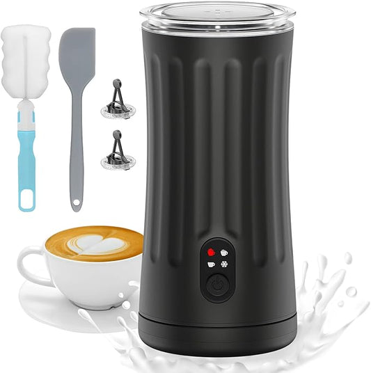 Milk Frother, 4-in-1 Milk Steamer and Frother, 8.1oz/240ml Automatic Warm and Cold Foam Maker, Auto Shut-Off Frother for Coffee, Latte, Cappuccino, Macchiato(Black)
