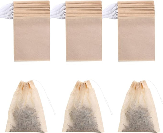 400 Pack Disposable Drawstring Tea Filter Bags Safe & Natural Unbleached Paper Tea Infuser Drawstring Empty Bag for Loose Leaf Tea (5 x 7cm, Natual Color)