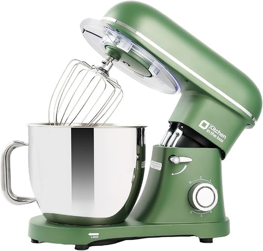 Kitchen in the box Stand Mixer - 8.5 Quart Mixing Bowl with Handle, 900 Watt Heavy Bread Dough Standing Mixers Tilt-head with Dough Hook, Whisk, Flat Beater and Splash Guard (Green)