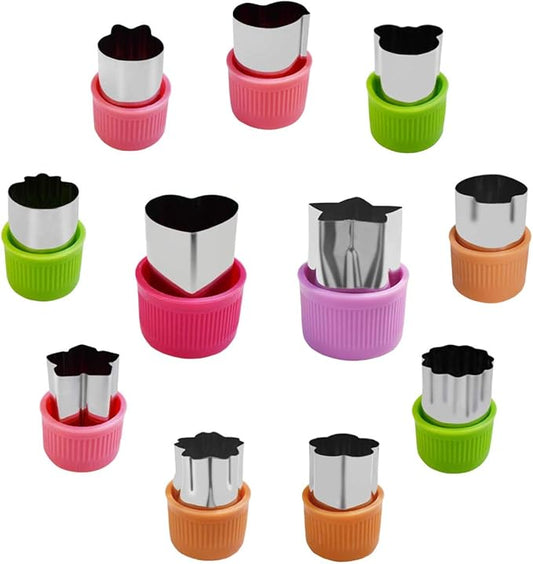 11Pcs Vegetable Cutter Shapes Set Mini Cookie & Fruit & Pie Stamps Mold Stainless Steel Mini Cookie Cutters Mini Food Cutters for Kids Baking and Food Supplement Tools Accessories Christmas Gift