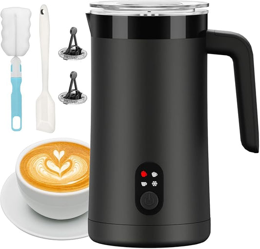 Milk Frother, 4-in-1 Electric Milk Steamer and Frother, 13.5oz/400ml Automatic Large Capacity Warm and Cold Foam Maker, Milk Warmer and Coffee Frother for Latte, Cappuccino, Macchiato(Black)