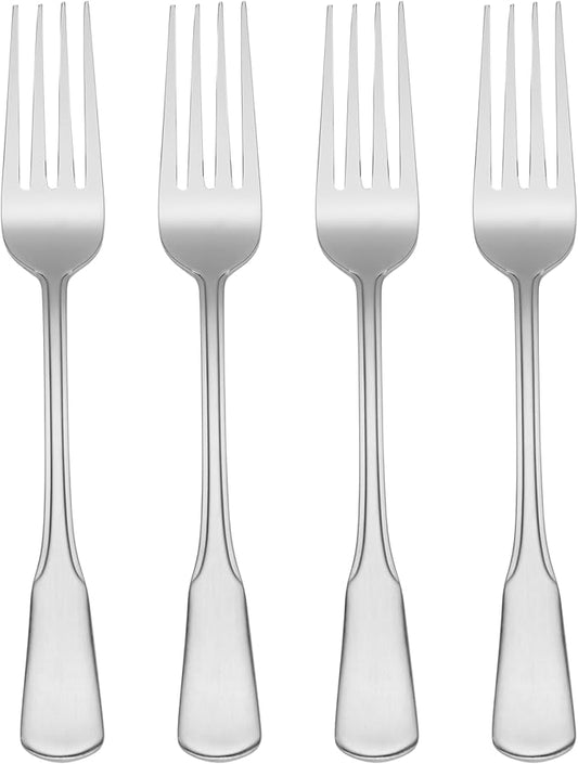 Oneida Silverware Set, Colonial Boston Everyday Dinner Forks 4-Piece Flatware Set, Service For 4, 18/0 Stainless Steel, Rust Resistant, Dishwasher Safe, Utensils Sets, Dinner Fork (Silver, 4 Piece)