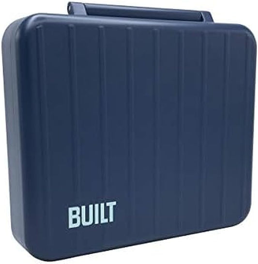 BUILT Microwave Safe Leak-Resistant 3-Compartment Bento-Style Lunch Box with Utensils and Dressing Container Poseidon Blue 5269835