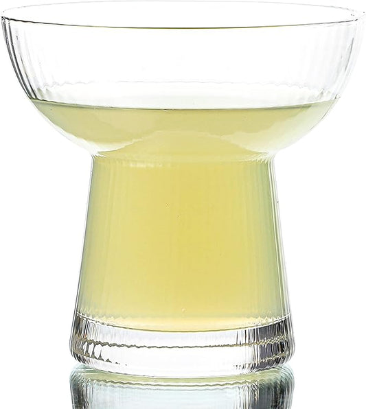 Lysenn Stemless Margarita Glasses Set of 2 - Elegant Vertical Stripes Cocktail Glasses – Premium Hand Blown Glassware for Martini and Mixed Drinks – 10 oz