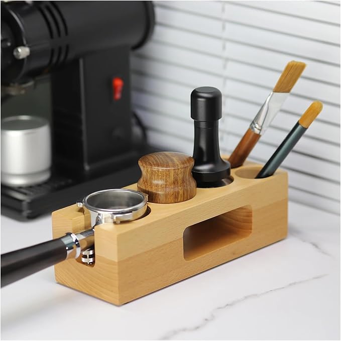 Walnut Wood Coffee Filter Holder, Espresso Tamper Mat Stand, Coffee Maker Support Base Rack, Barista Accessories(WHITE)