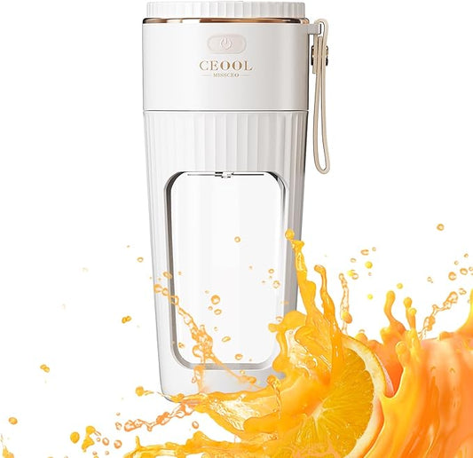 Rechargeable USB Portable Juicer Mixer, 18000 RPM 10-Blade Mini Electric Blender, 340ML Food-Grade PC Cup with Automatic Cleaning, Quick Slurry Discharge for Fresh Fruit Juice/Smoothie, Home Use