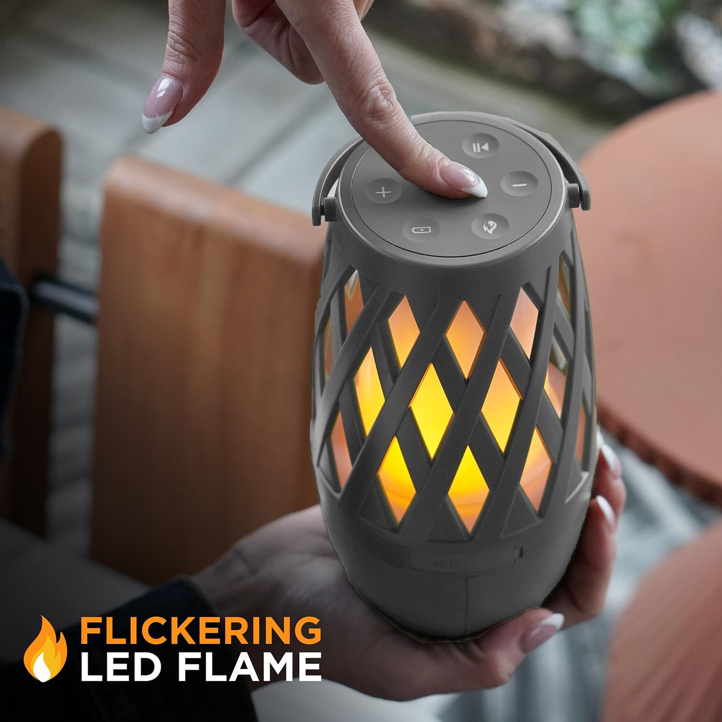 Limitless TikiTunes Pro Portable Bluetooth 10-Watt Speaker with 3-Mode LED Flame Light, Pair up to 100 Speakers, 4000 mAh Battery for iPhone/iPad/Android (Graphite)