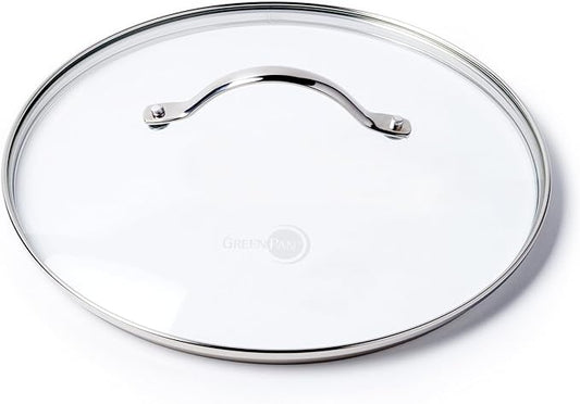 GreenPan Glass Lid with Stainless Steel Handle, 12", Silver