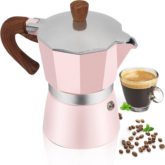 Aluminum 9 Cup 450ml Moka Pot Express Coffee Maker Stovetop Espresso Colorful Coffeemaker Italian Classic Style Brewing Greca Cafe Mocha Machine for Cafeteras Lover Camping Travel and Home Use 15oz