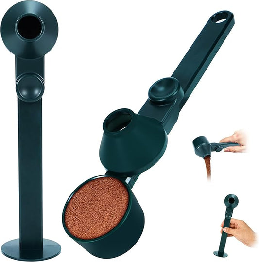 2Pcs Coffee Scoop & Funnel for Reusable K-Cup Pods, 2Tbsp Dosing Spoon, 51mm Espresso Tamper, BPA-Free PCTG, Dishwasher Safe, for Espresso Machines, Coffee/Protein Powder, Jade Green, 2 Models A&B