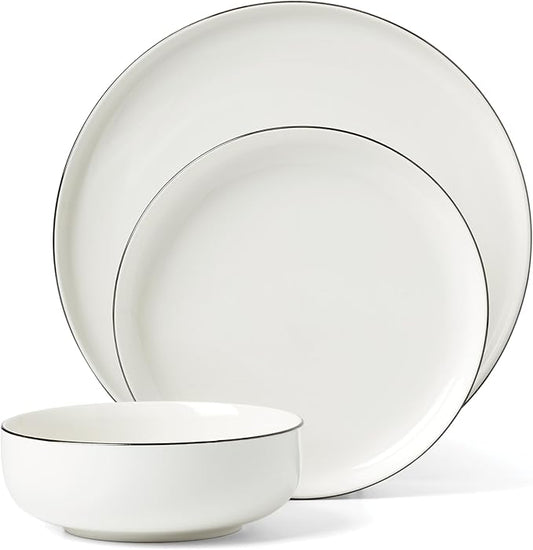 Oneida 896602 24 Seven Black Rim 12-Piece Dinnerware Set