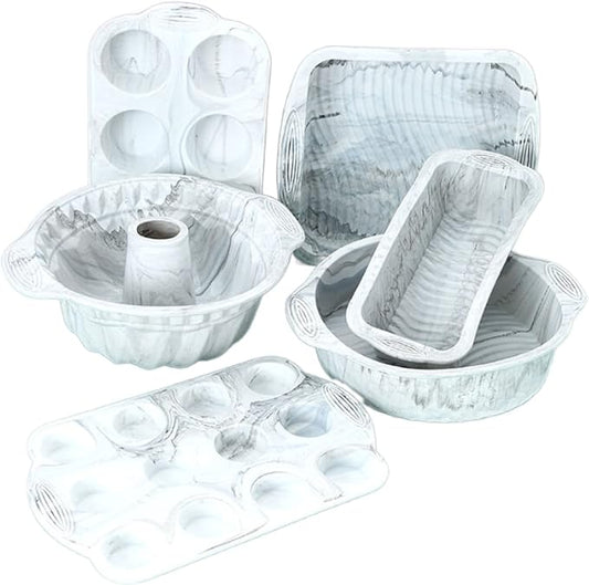 Silicone Baking Tray Silicone Mold Sets Muffin Cup Toast Baking Pan Diy Cake Mold Bakeware Cake Decoration Accessories 6Pcs Set Gray