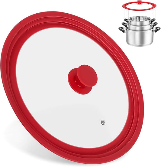 Universal Lids for Pots, Pans and Skillets, Replacement Pan Lid with Tempered Glass and Heat-Resistant Silicone Edge, Fits 11", 12",12.5" Cookware, Durable Frying Pan Cover