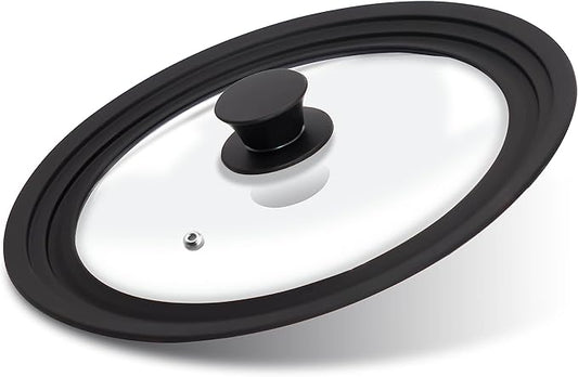 Lerykin Tempered Glass Lid - Universal Lid with Heat Resistant Silicone Rim for Pots, Pans and Skillets - Pan Cover Replacement Lid Fits 10", 11" and 12" Diameter Cookware