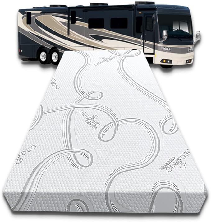 FoamRush 6-Inch Bunk (48" x 75") Gel Memory Foam Mattress Replacement with Cotton Cover, Travel Comfort, Pressure Relief, Made in USA, Camper Trailer Truck, Three Quarter Size