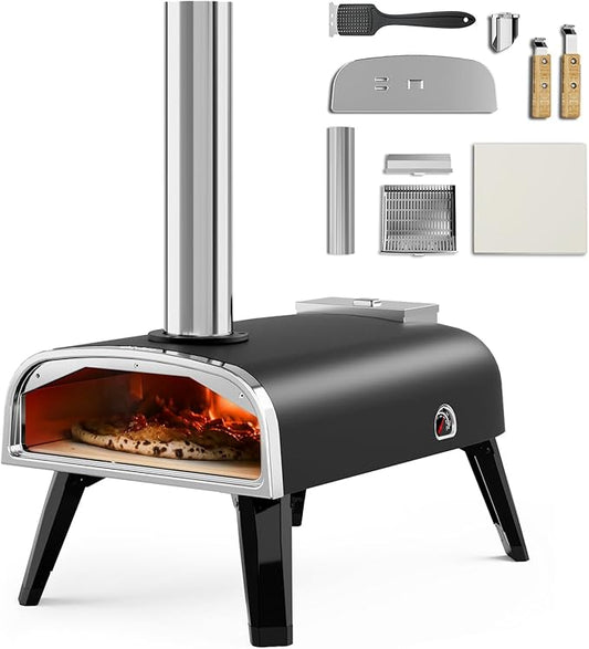 aidpiza Pizza Oven Outdoor 12" Wood Fired Pizza Ovens Pellet Pizza Stove for outside, Portable Stainless Steel Pizza Oven for Backyard Pizza Ovens