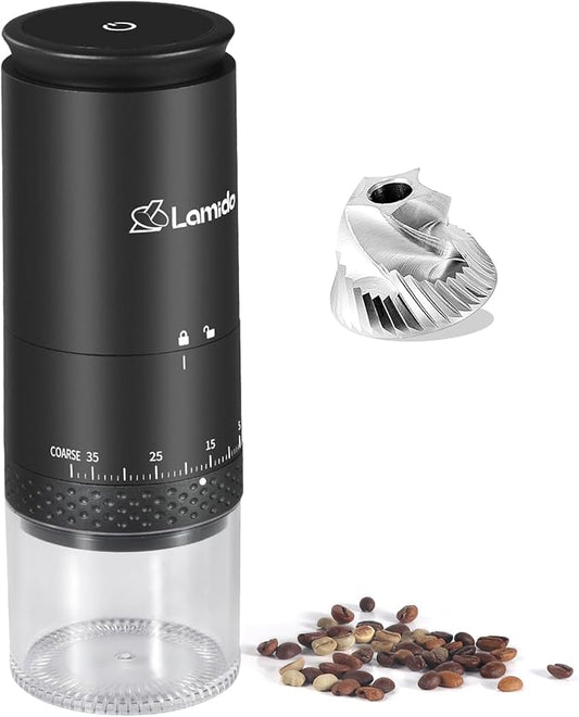 Portable Electric 420 Stainless Steel Burr Coffee Grinder, Rechargeable Espresso Grinder with 38 Adjustable Grind Settings