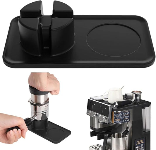 Tamping Mat Compatible with Ninja Luxe Cafe Espresso Machine ES601&ES701, Silicone Portafilter Holder & Tamping Station for Ninja Luxe Coffee, Non-Slip (Black)
