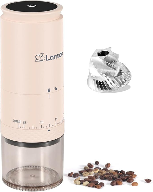 Portable Electric 420 Stainless Steel Burr Coffee Grinder, Rechargeable Espresso Grinder with 38 Adjustable Grind Settings