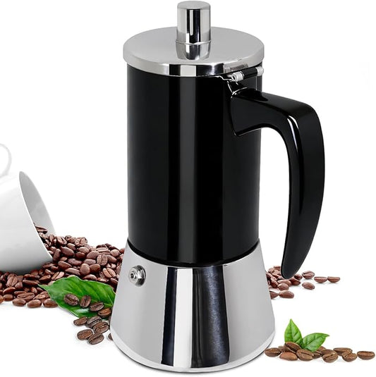 12 Cup Thickened Moka Pot 304 Stainless Steel 600ml Italian Espresso Coffee Maker Stovetop CoffeeMakers Mocha Pot Percolator for Induction Stove Classic Cafe Makers Portable for Easy Brewing