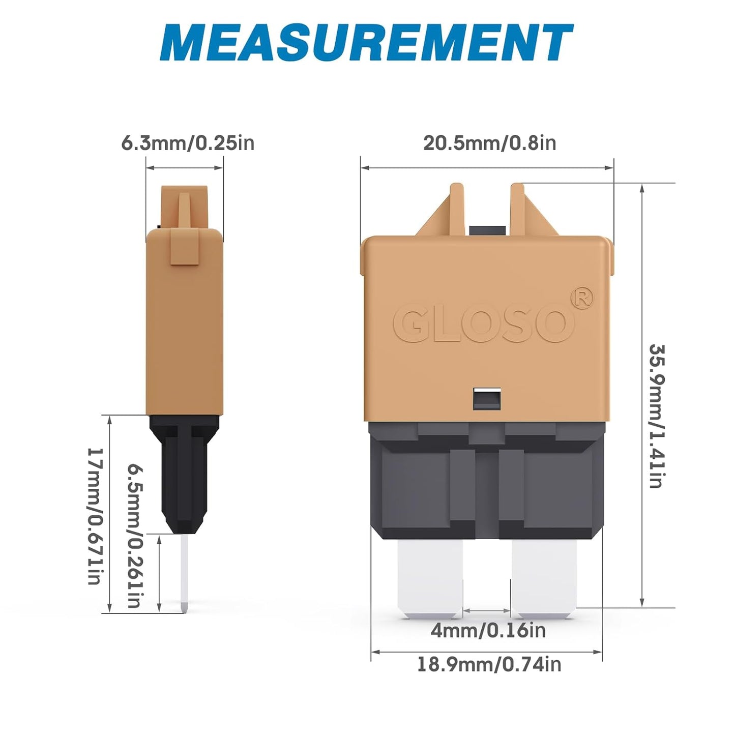 GLOSO Circuit Breaker E39 (T3) Manual Reset Fuse for Car Truck RV Automotive Marine Boat Trolling Motor & Custom Wiring Audio Battery Protection/Low Profile ATC/ATO (10A - 5 Pack)