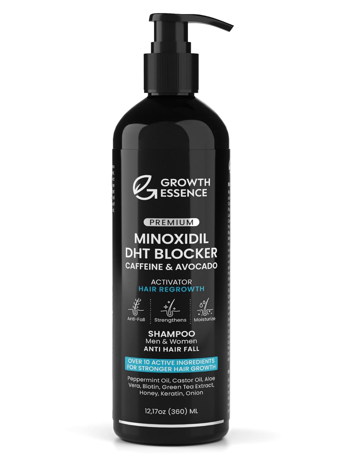 Minoxidil & Biotin Shampoo for Hair Growth - Enriched with Caffeine, Castor Oil & Onion - DHT Blocker for Thicker, Healthier Hair - Strengthening Formula for Men & Women