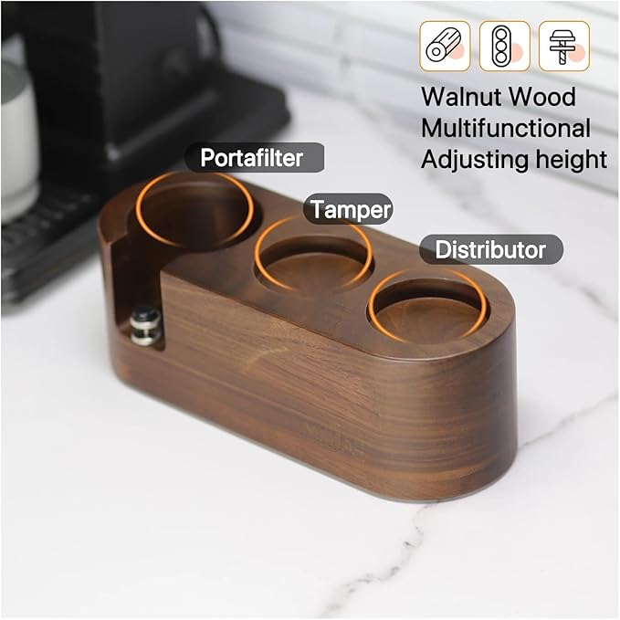 Walnut Wood Coffee Filter Holder, Espresso Tamper Mat Stand, Coffee Maker Support Base Rack, Barista Accessories(Blue)