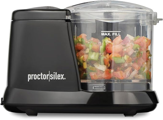 Proctor Silex Durable Electric Vegetable Chopper & Mini Food Processor for Chopping, Puree & Emulsify, 1.5 Cup, Black