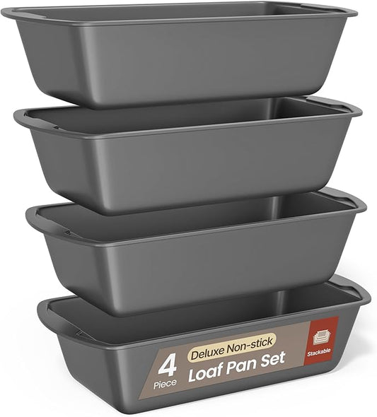 BAKKENMASTER Bakken- Swiss Loaf Pan Set 4-Piece - Deluxe Nonstick Carbon Steel Bakeware for Perfect Bread and Cakes – Dishwasher Safe, Premium Pans for Home Baking