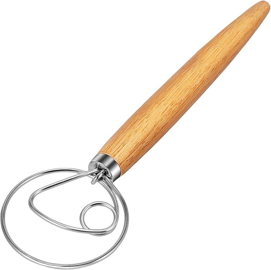 TEEVEA Danish Dough Whisk Stainless Steel Hook Dutch Bread Mixer for Sourdough Baking Tools