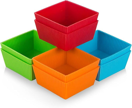 Webake 3.5 Inch Jumbo Baking Cups Reusable Silicone Square Cupcake Liners Non-stick Muffin Brownie Cake Mold (Pack of 8)