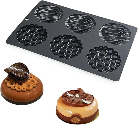 Silicone Mold, 6-Cavity Chocolate Mousse Cake Molds, Baking Mould for Desserts, Pastry, Candy, Non-Stick Food Grade Silicone Baking Pan (C_ Round)