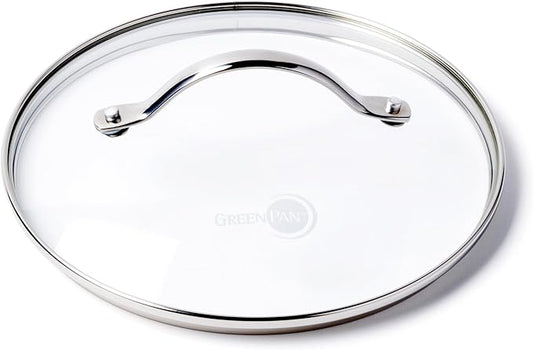 GreenPan 8.5" Universal Glass Lid with Stainless Steel Handle, Tempered Glass Lid for Frying Pan Skillet, PFAS-Free