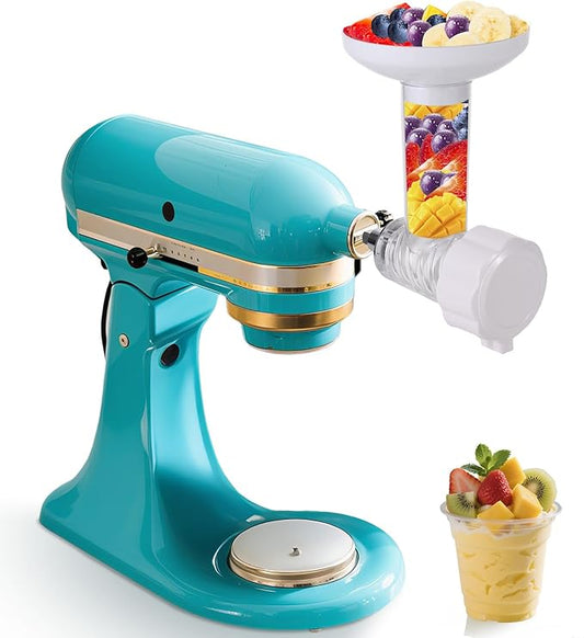 Dairy Free Fruit Ice Cream Maker Attachment Compatible with KitchenAid Stand Mixers, Fronzen Dessert Yogurt Maker, Nature Frozen Fruit Sorbet, Dishwasher Safe Soft Serve Ice Cream Maker
