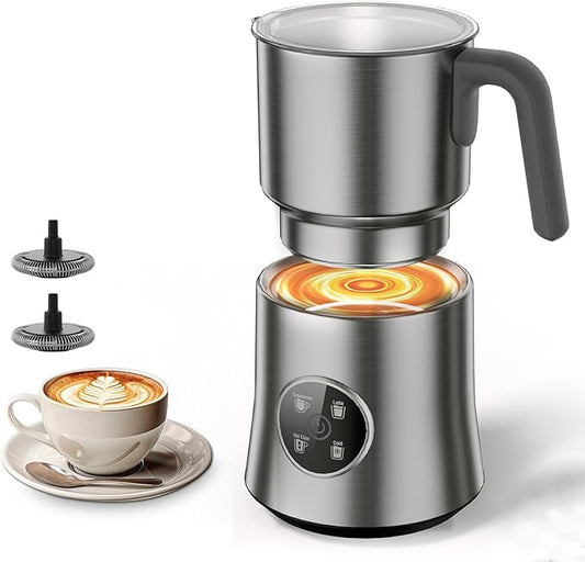 Milk Frother and Steamer, Large Capacity Detachable Electric Milk Frother, Automatic Warm and Cold Foam Maker, Hot Chocolate Maker, BPA Free, Gray
