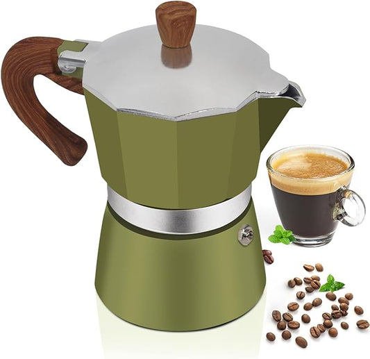 Aluminum 9 Cup 450ml Moka Pot Express Coffee Maker Stovetop Espresso Colorful Coffeemaker Italian Classic Style Brewing Greca Cafe Mocha Machine for Cafeteras Lover Camping Travel and Home Use 15oz