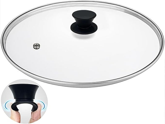 Glass lid for Large Pots and Pans, 14 Inch Cover for Replacement, Commercial Lid for Cookware, Frying Pans, Stockpot, Dishwasher safe and oven safe up to 400°F Fit Inner Dia14 to 14.4 Inch
