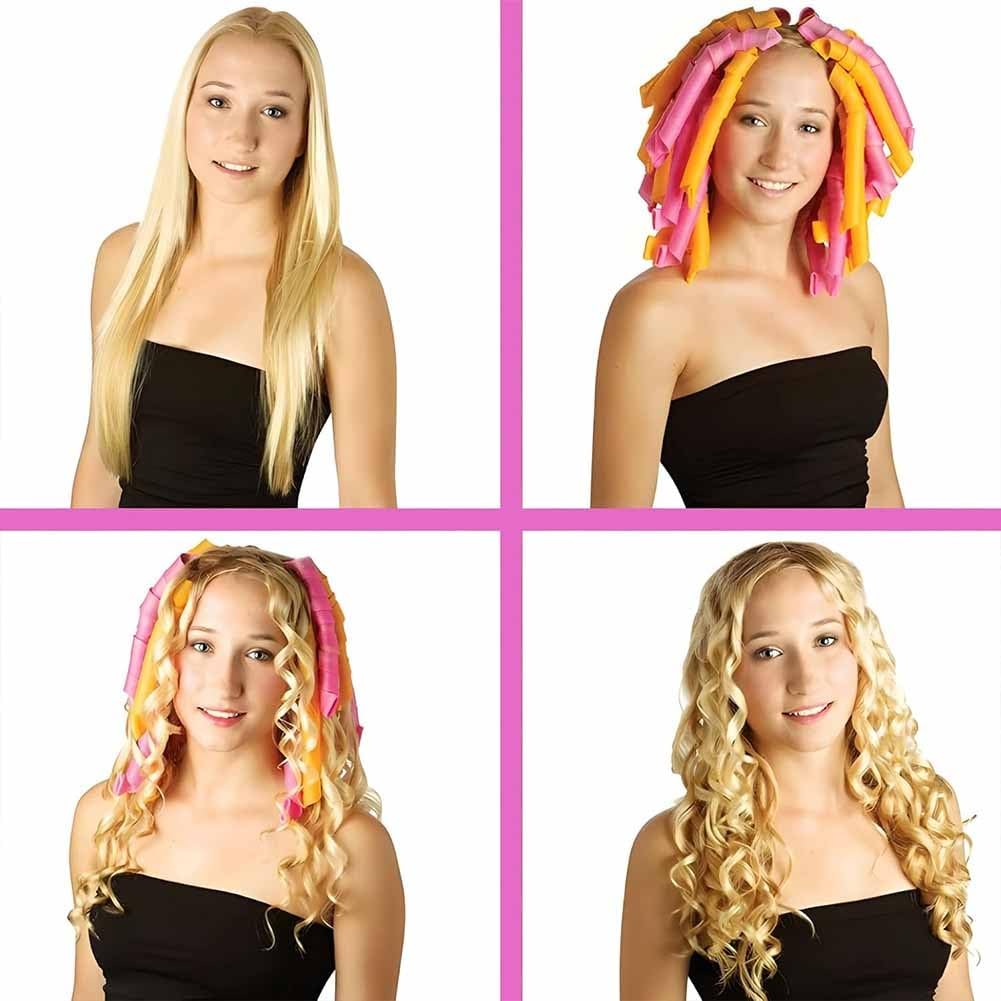 Heatless Hair Curling Set Magic No Heat Spiral Hair Curls Portable DIY Rollers Styling Kit Durable Beauty Makeup(30pcs*17.7in)