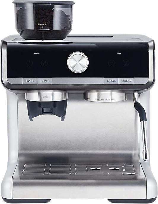 GarveeHome Espresso Machine With Grinder, 20 Bar Semi-Automatic Espresso Coffee Maker With Milk Frother Steamer Wand Cappuccino Latte Macchiato, 95 oz Water Tank, Pid Temperature Control-Silver